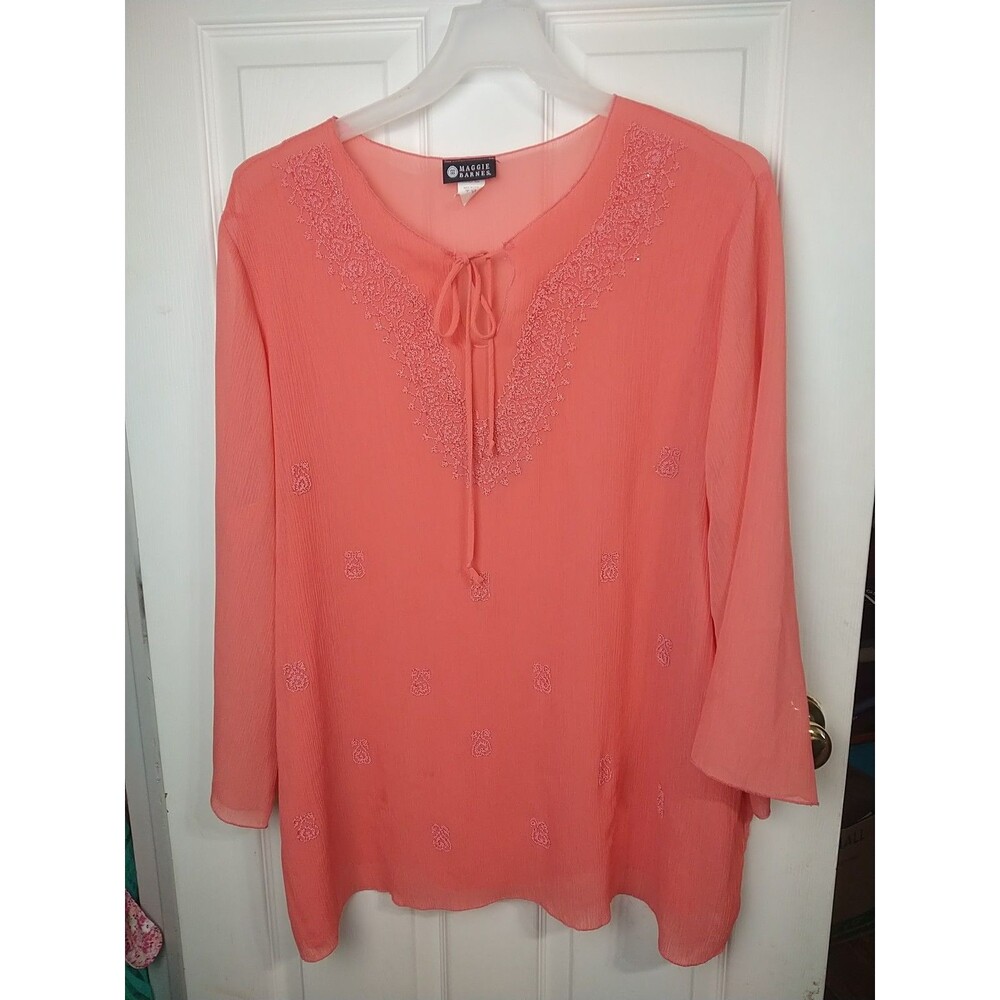 Maggie Barnes Coral Embroidered Tunic